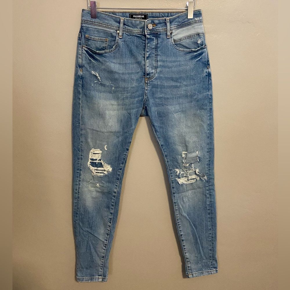 Pull & Bear Denim Goods distressed skiny high rise denim jeans Euro 38 US 28